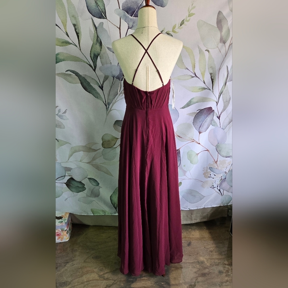 DB STUDIO | Spaghetti Strap Full Skirt Dress in Wine sz 6 - Picture 2 of 12